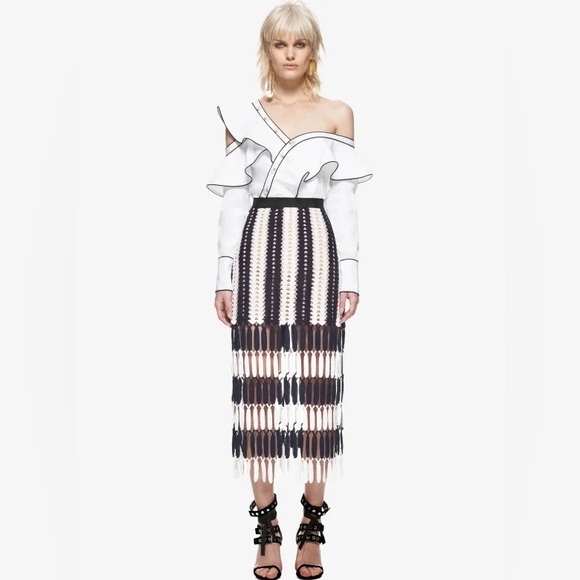 Self-Portrait White Frill Blouse - Picture 2 of 4